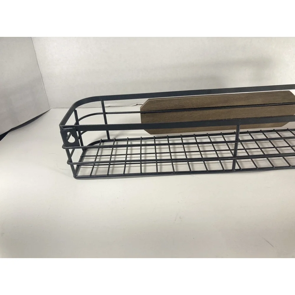 Coffee Bar Decorative Metal And Wood Wall Mounted Shelf 17